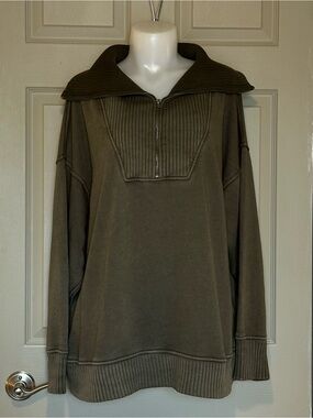 AERIE Lumberjack Fleece Oversized Quarter-Zip Pullover – Size Large